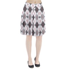 Fabric Texture Argyle Design Grey Pleated Skirt