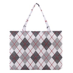 Fabric Texture Argyle Design Grey Medium Tote Bag