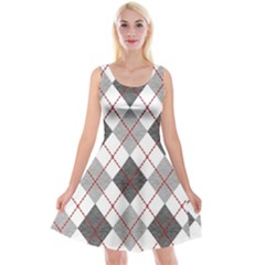 Fabric Texture Argyle Design Grey Reversible Velvet Sleeveless Dress