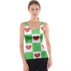 Fabric Texture Hearts Checkerboard Tank Top