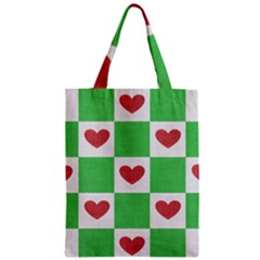 Fabric Texture Hearts Checkerboard Zipper Classic Tote Bag by Nexatart