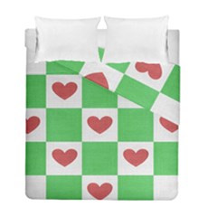 Fabric Texture Hearts Checkerboard Duvet Cover Double Side (full/ Double Size) by Nexatart