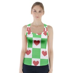 Fabric Texture Hearts Checkerboard Racer Back Sports Top