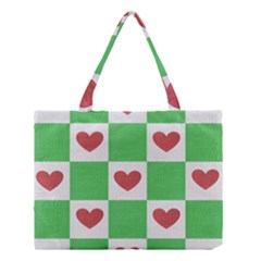 Fabric Texture Hearts Checkerboard Medium Tote Bag by Nexatart