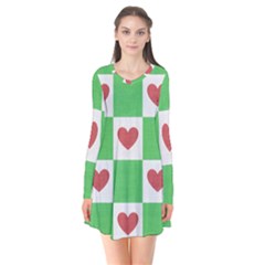 Fabric Texture Hearts Checkerboard Flare Dress