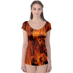 Fire Easter Easter Fire Flame Boyleg Leotard  by Nexatart