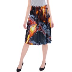 Fire Embers Flame Heat Flames Hot Midi Beach Skirt by Nexatart