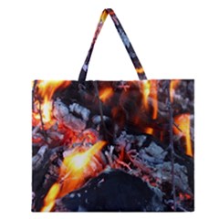 Fire Embers Flame Heat Flames Hot Zipper Large Tote Bag by Nexatart