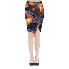 Fire Embers Flame Heat Flames Hot Midi Wrap Pencil Skirt