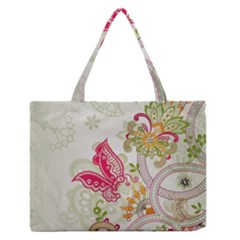 Floral Pattern Background Medium Zipper Tote Bag