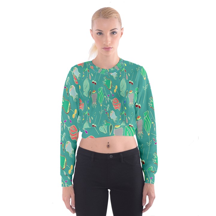 Floral Elegant Background Women s Cropped Sweatshirt