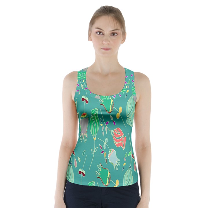 Floral Elegant Background Racer Back Sports Top