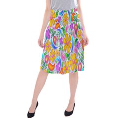 Floral Paisley Background Flower Midi Beach Skirt by Nexatart