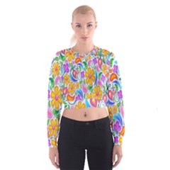 Floral Paisley Background Flower Women s Cropped Sweatshirt by Nexatart