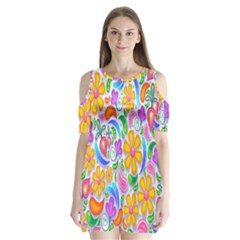 Floral Paisley Background Flower Shoulder Cutout Velvet  One Piece by Nexatart