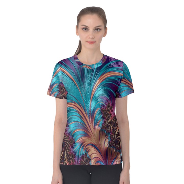 Feather Fractal Artistic Design Women s Cotton Tee