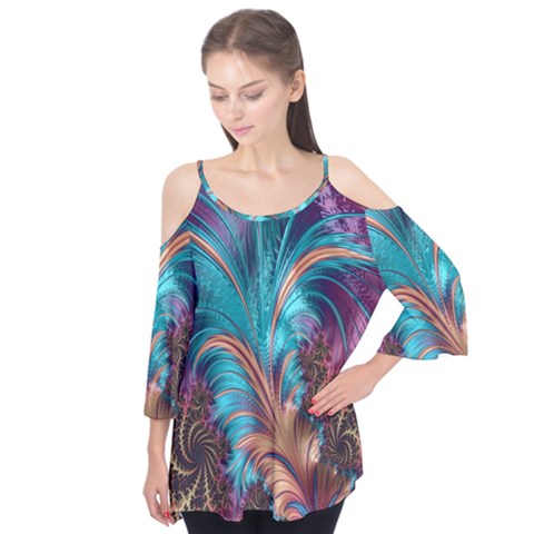 Feather Fractal Artistic Design Flutter Tees by Nexatart