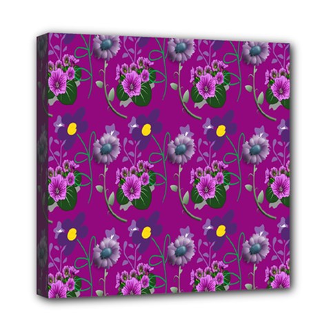 Flower Pattern Mini Canvas 8  X 8 