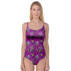 Flower Pattern Camisole Leotard 