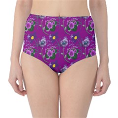 Flower Pattern High-waist Bikini Bottoms