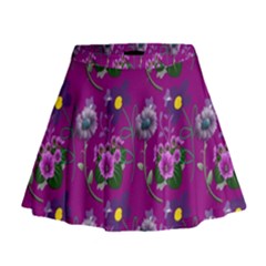 Flower Pattern Mini Flare Skirt