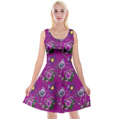 Flower Pattern Reversible Velvet Sleeveless Dress