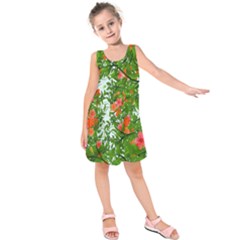 Flower Background Backdrop Pattern Kids  Sleeveless Dress