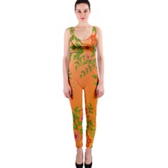 Flowers Background Backdrop Floral Onepiece Catsuit by Nexatart