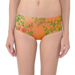 Flowers Background Backdrop Floral Mid-waist Bikini Bottoms by Nexatart