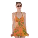 Flowers Background Backdrop Floral Halter Swimsuit Dress View1