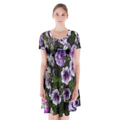 Flowers Blossom Bloom Plant Nature Short Sleeve V-neck Flare Dress