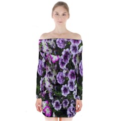 Flowers Blossom Bloom Plant Nature Long Sleeve Off Shoulder Dress