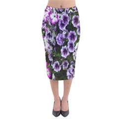 Flowers Blossom Bloom Plant Nature Velvet Midi Pencil Skirt