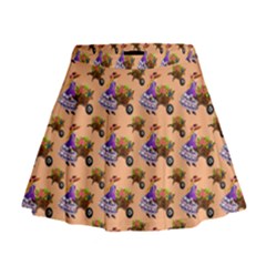 Flowers Girl Barrow Wheel Barrow Mini Flare Skirt by Nexatart