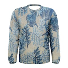 Flowers Blue Patterns Fabric Men s Long Sleeve Tee