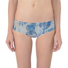 Flowers Blue Patterns Fabric Classic Bikini Bottoms by Nexatart