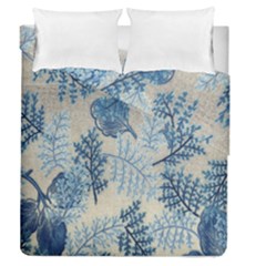 Flowers Blue Patterns Fabric Duvet Cover Double Side (queen Size)