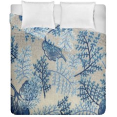 Flowers Blue Patterns Fabric Duvet Cover Double Side (california King Size)