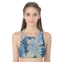 Flowers Blue Patterns Fabric Tank Bikini Top by Nexatart