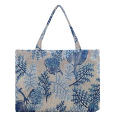 Flowers Blue Patterns Fabric Medium Tote Bag