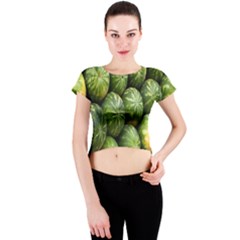 Food Summer Pattern Green Watermelon Crew Neck Crop Top