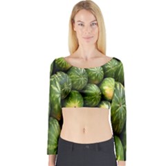 Food Summer Pattern Green Watermelon Long Sleeve Crop Top