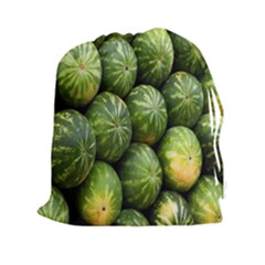 Food Summer Pattern Green Watermelon Drawstring Pouches (xxl) by Nexatart