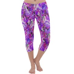 Flowers Abstract Digital Art Capri Yoga Leggings