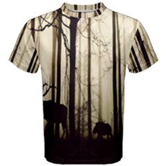 Forest Fog Hirsch Wild Boars Men s Cotton Tee by Nexatart