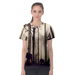 Forest Fog Hirsch Wild Boars Women s Sport Mesh Tee