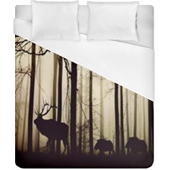 Forest Fog Hirsch Wild Boars Duvet Cover (california King Size)