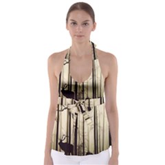 Forest Fog Hirsch Wild Boars Babydoll Tankini Top by Nexatart