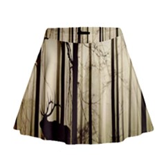 Forest Fog Hirsch Wild Boars Mini Flare Skirt by Nexatart