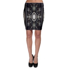 Fractal Beige Blue Abstract Bodycon Skirt by Nexatart